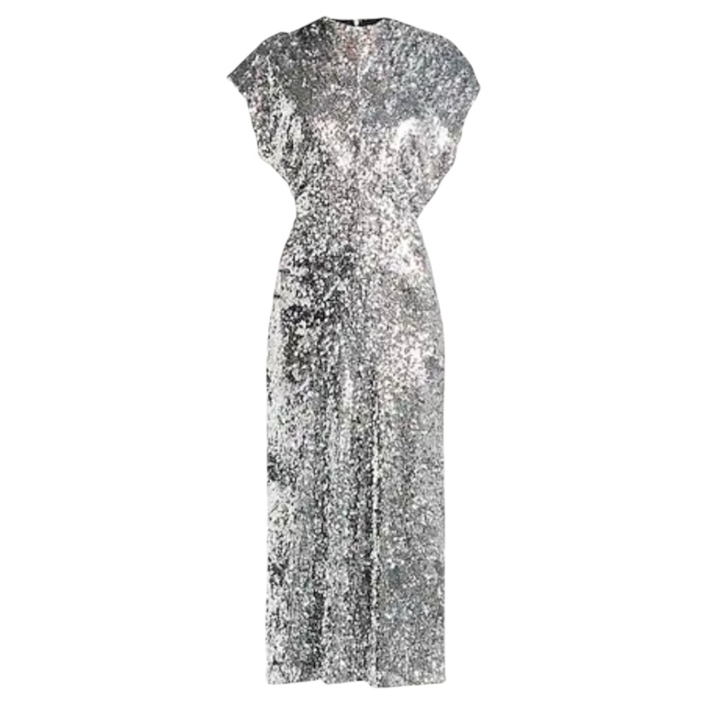 NWT Maje Argent Silver Sequin Dress Size 36 US 4 - Picture 10 of 13